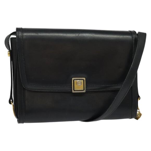 GUCCI Shoulder Bag Leather Black Gold - Picture 1 of 12